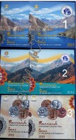 Таджикистан 2019 год. Официальный выпуск. 1,2,5,10,20,50 дирам и 1,3,5 сомони. (9 монет).  3 Вида.