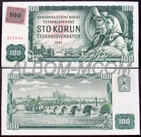 ЧЕХИЯ 100 крон 1993 год. Первая банкнота Чехии. С маркой. XF-UNC.