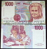 Италия 1000 лир 1990г. Пресс. UNC