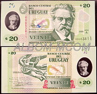 Уругвай 20 песо 2020г. Серия А. Полимерная. UNC