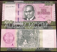 Либерия 100 долларов 2022г. UNC