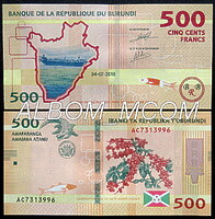 Бурунди 500 франков 2018г. Гибридная. Пресс. UNC